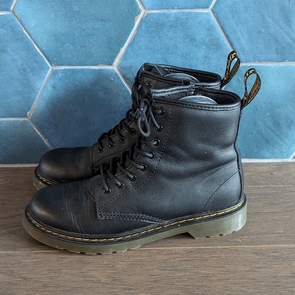 Dr. Martens 1460 J Leather Lace Up Zip Boots Bouncing Soles Size 4 - Picture 5 of 11